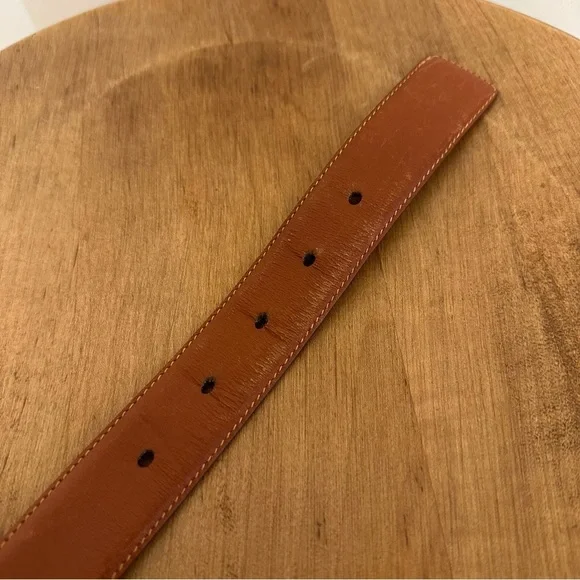 Authentic YSL Yves Saint Laurent Womens Belt 36 Inch 90 Cm Brown Leather Gold - Picture 7 of 16